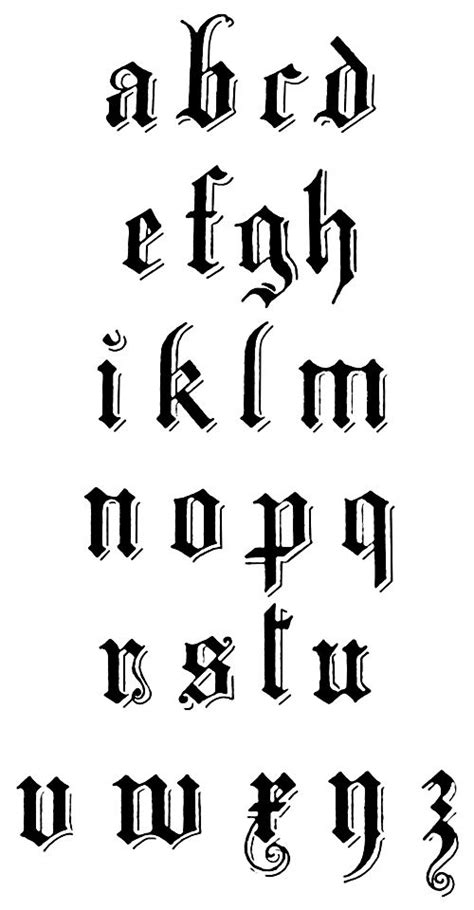 Gothic Alphabets Karens Whimsy Tattoo Lettering Fonts Lettering