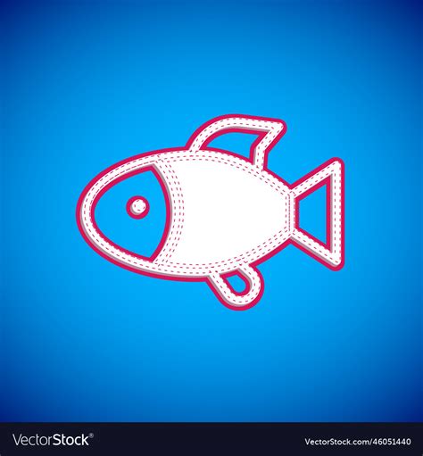 White Fish Icon Isolated On Blue Background Vector Image