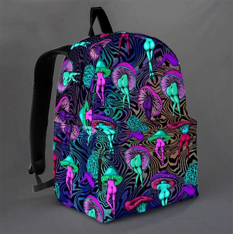 Mushroom Backpack Mushroom Psychedelic Sexy Backpack School Etsy