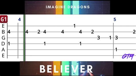 Believer Imagine Dragons Guitar Tab Tutorial Youtube