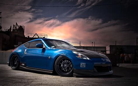 Nissan 370z Tuning Blue Side View Wallpaper Colorful Wallpaper