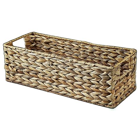 Woven Rectangular Storage Basket With Cut Out Handles