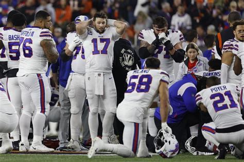 Photos Buffalo Bills Safety Damar Hamlin Collapses Receives Cpr On