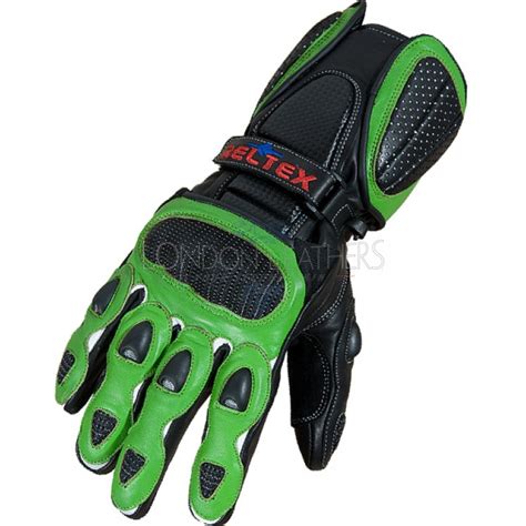 Neon Original Green Pro Vented Leather Motorcycle Gloves