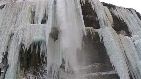 Frozen Waterfall On The River Chegem Desktop Wallpapers 1920x1080