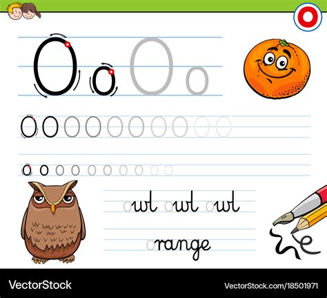 How To Write Letter O Worksheet For Kids Vector Image