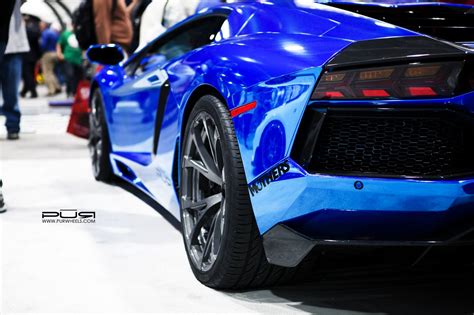 Sema 2013 Chrome Blue Lamborghini Aventador On Pur Wheels Gtspirit