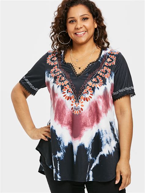 Aliexpress.com : Buy Plus Size 5XL Tie Dye V Neck T Shirt Summer Women ...