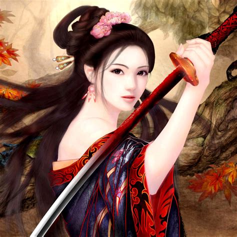 Beautiful And Sexy Samurai Sword Girl Anime Desktop Wallpaper
