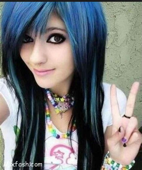 negro azul girl hair colors hair color crazy cool hair color hair colour emo girl hair long