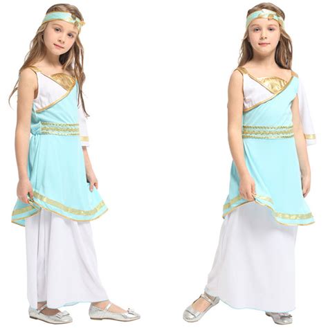 Kids Girls Athena Costume Greek Goddess Role Play Halloween Cosplay