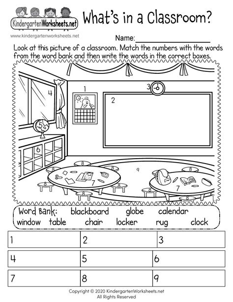 See more ideas about social studies worksheets, social studies, worksheets. Kindergarten Classroom Worksheet in 2020 | Kindergarten worksheets sight words, Spelling ...