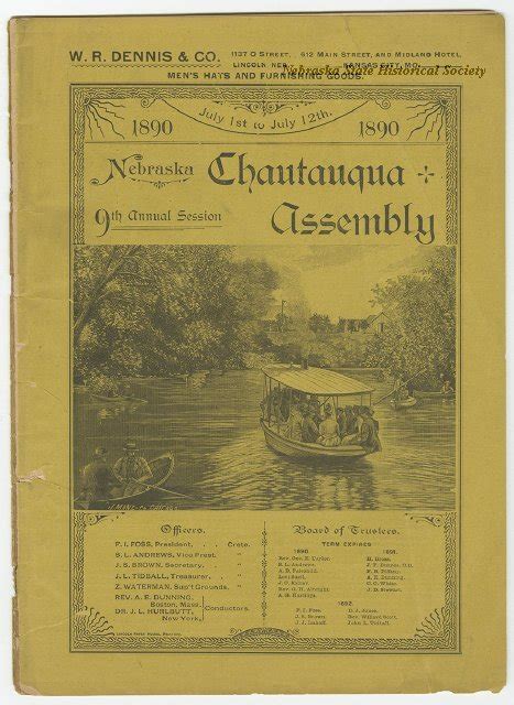 Program Chautauqua Nebraska Chautauqua Assembly Crete 1890 Yellow