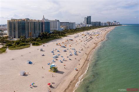 Aerial View Of South Beach Crowded With Tourists Miami Royalty