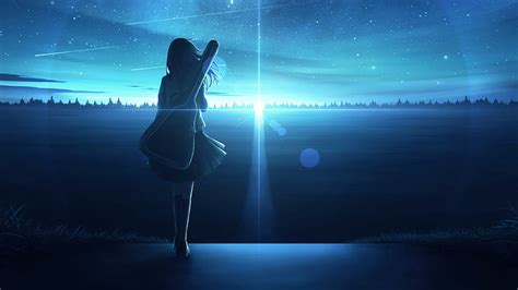 Lonely Anime Girl In Sunset Hd Wallpaper Peakpx