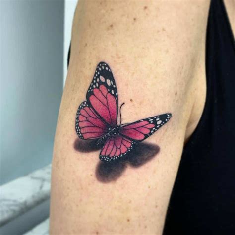 Pink 3d Butterfly Tattoo Claudeletatoueur Realistic Butterfly Tattoo