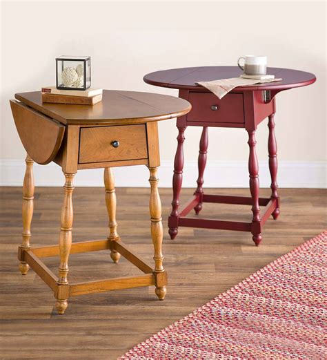 Farmhouse Drop Leaf Table With Drawer Brown Plowhearth