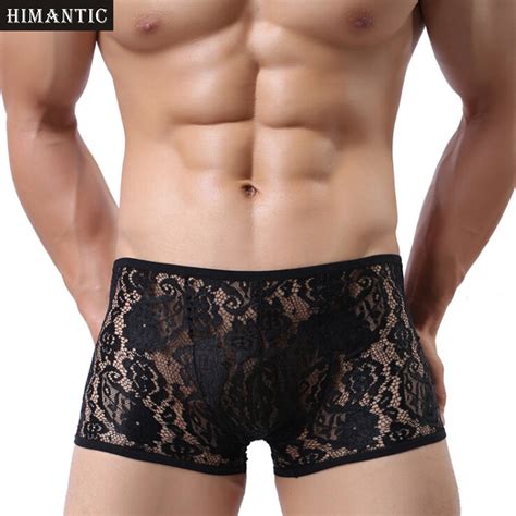 Sexy Mens Underwear Lace Transparent Boxers Male Calzoncillos Cuecas