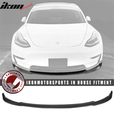 Compatible With 17 19 Tesla Model 3 Ikon Style Front Bumper Lip Spoiler