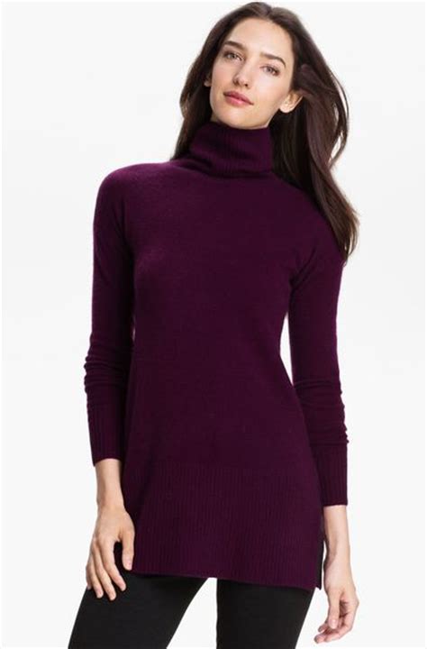 Only Mine Turtleneck Cashmere Tunic In Purple Deep Plum Lyst