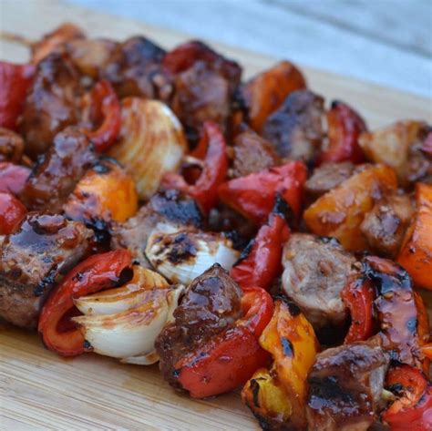 Spicy Barbecue Pork And Pepper Shish Kabobs Recipe Shish Kabobs Pork
