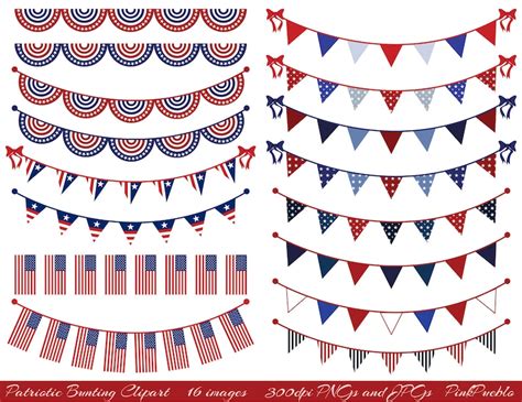 Patriotic Bunting Clipart Clip Art Fourth Of July Flag Etsy