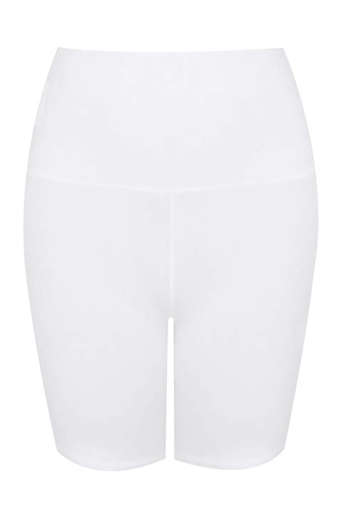white tummy control soft touch legging shorts plus size 16 to 36