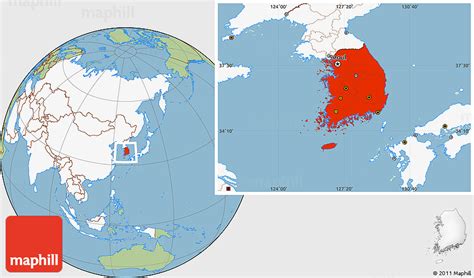 Savanna Style Location Map Of South Korea Highlighted
