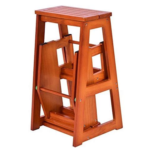 Folding Wooden Step Stool 3 Tiers Portable Ladder Chair Seat Versatile
