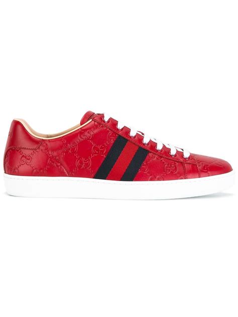 Lyst Gucci Signature Low Top Sneakers In Red