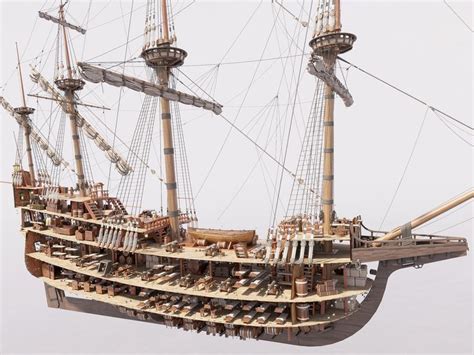 This 3d Galleon Includes A Fully Detailed Interior 3d Model Galleon