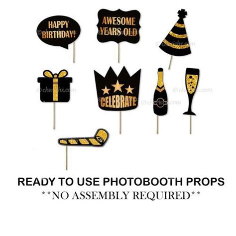 Buy Cherishx Happy Birthday Photo Booth Party Props For Events Decorations Black Golden