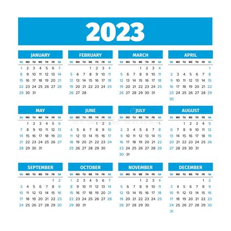 Calendar For 2023 Year Week Starts On Monday Vector Image Gambaran