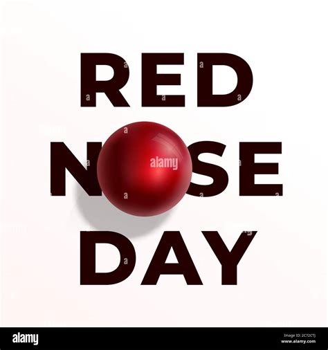 Red Nose Day Abstract Vector Sign Emblem Or Card Realistic Nose Ball With Reflections And