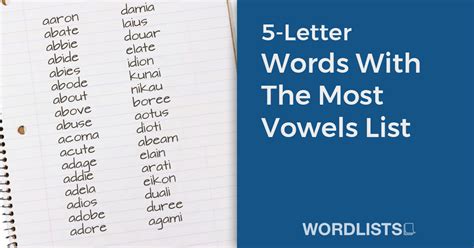 5 Letter Words With The Most Vowels List