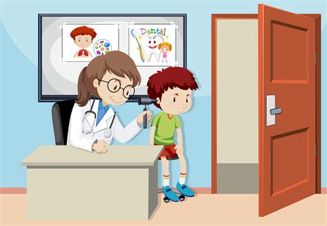 A Kids Checking Ear With Doctor 297087 Vector Art At Vecteezy