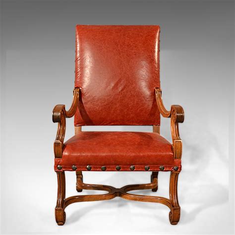 Sign in or register for adding to wish list. Large Antique Leather Armchair, Walnut Frame, French ...