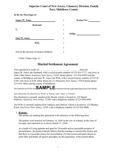 separation agreement template word