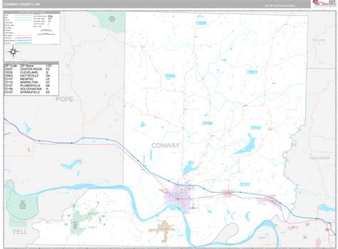 Conway County Ar Zip Code Wall Map Premium Style By Marketmaps
