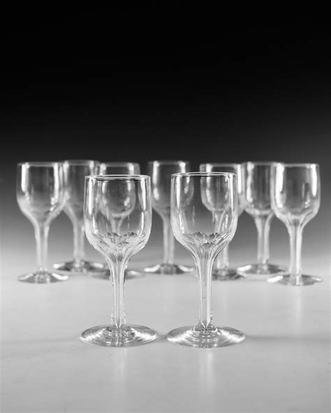 Antique Glass Set Go Nine Hollow Stem Wine Glasses C1890 946722 Uk