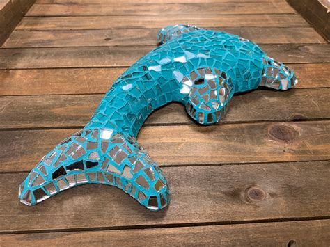 Looking Glass Mosaic Dolphin Wall Art Home Decor Etsy