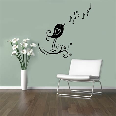 Musical Notes Wall Vinyl Decal Singing Bird Wall Sticker Music Etsy