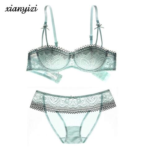 2017 New 12 Half Cups Thin Section French Lace Bra Women Sexy Underwear Suit Small Chest Big