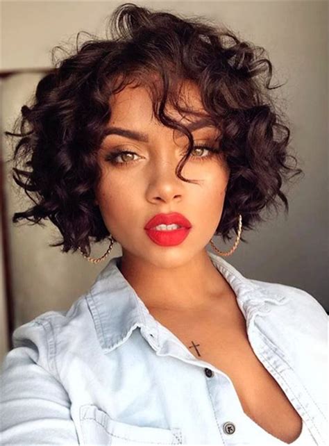 Bob Hairstyle Short Curly Synthetic Hair Capless African American Women