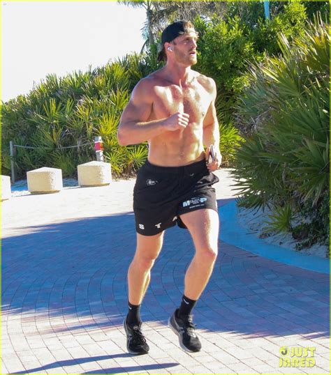 Logan Paul Goes Shirtless During Miami Beach Run With Girlfriend Nina