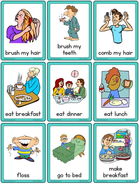 Daily Activities Set 2 Esl Flashcards