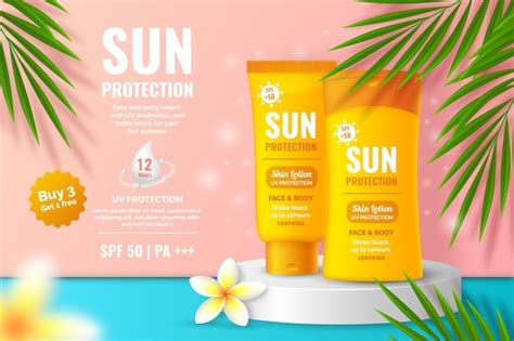 Free Vector Realistic Sunscreen Ad Concept