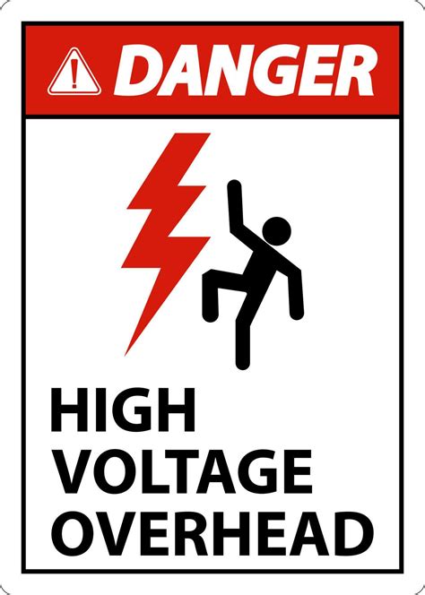Danger High Voltage Overhead Sign On White Background 5993376 Vector