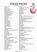 Free Disney Movies List of 400+ Films on Printable Checklists | Disney ...