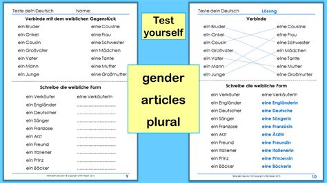 German Test Yourself Gender Articles Plural Definite And Indefinite Articles German Plurals